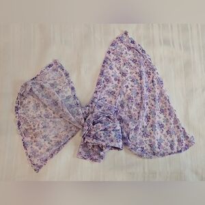 Scarf Belt - Floral Polyester Purple Blue Handmade - 16x56"